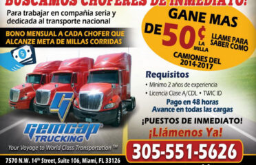 Chofer de Camion Gemcap Trucking Miami Florida Estados Unidos